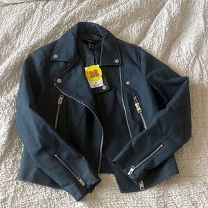 Forever 21 Women's Dark Blue Leather Jacket